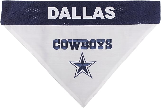 Pets First NFL Dallas Cowboys Reversible Bandana Size XX-Large for Dogs & Cats. 2 Sided Sports Bandana, Premium Embroidery Team Logo, Many NFL Teams Available