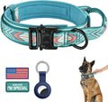 DAGANXI Tactical Dog Collar, Adjustable Military Training Nylon Dog Collar with Control Handle and Heavy Metal Buckle for Medium and Large Dogs, with Patches and Airtags Case (M, Green Arrow)