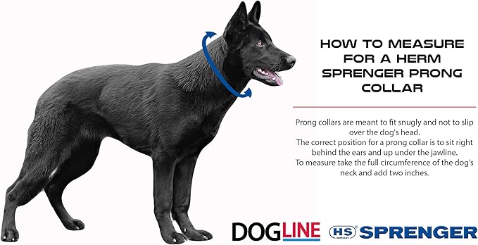 Herm Sprenger Prong Dog Training Collar, 22in x 3.0mm (Neck Size up to 18in) Medium, Ultra-Plus Chrome Plated Steel Pet Pinch Anti Pull Collar for Dogs Made in Germany