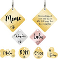 Ultra Joys Dog ID Tag, Custom Dog Tag Personalized Cat Tag, Pet ID Tag, Brushed Stainless Steel Diamond Dog Tag Gold Medium
