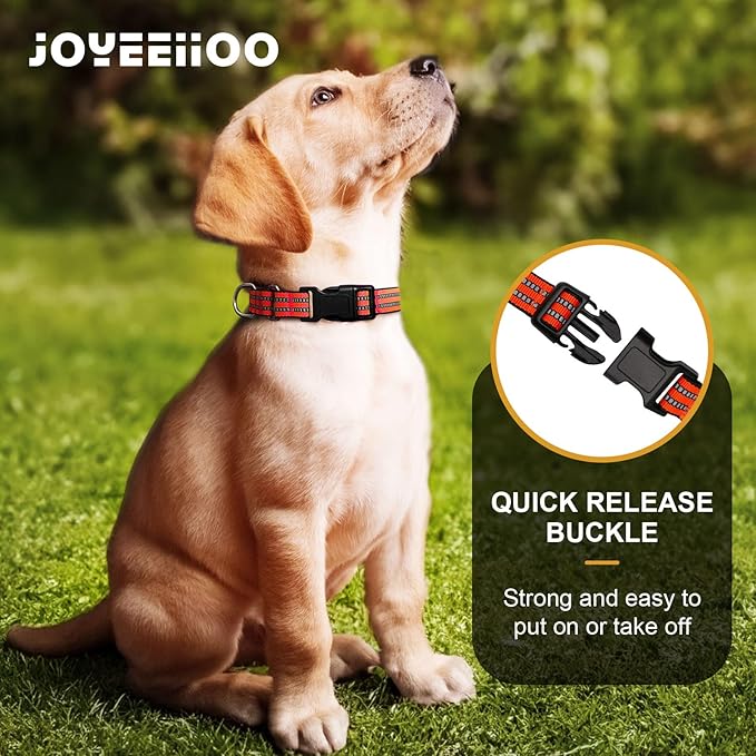 Martingale Dog Collar, Adjustable Nylon Reflective Collar with Quick Release Buckle (Bright Orange, Small)
