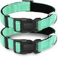 2 Pack Reflective Dog Collar with Safety Locking Buckle, Adjustable Soft Breathable Comfortable Nylon Pet Collar for Small, Medium and Large Dogs, Turquoise, L