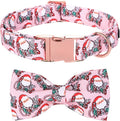 Christmas Dog Collar, Pink Christmas Santa Claus Dog Collar Bow Tie Pet Collars with Bow Adjustable Pet Collars with Premium Metal Buckle Dogs Necklace for Large Girl Dogs