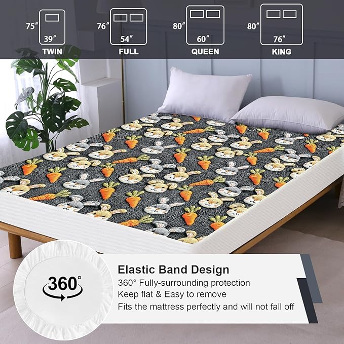 Waterproof Mattress Protector King, Fitted Sheet Style Breathable Mattress Cover with Deep Pocket Fits Up to 18'', Noiseless Bed Cover for Kids Adults Pets, Machine Washable (Gray-Carrot, 76'' X 80'')