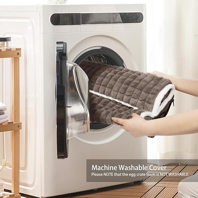 Orthopedic XL Dog Bed Large Sized Dog with Pillow 48''X30'', Waterproof Soft Comfortable Egg Crate Foam Pet Crate Beds Mat with Removable Washable Cover and Non-Slip Bottom, Taupe