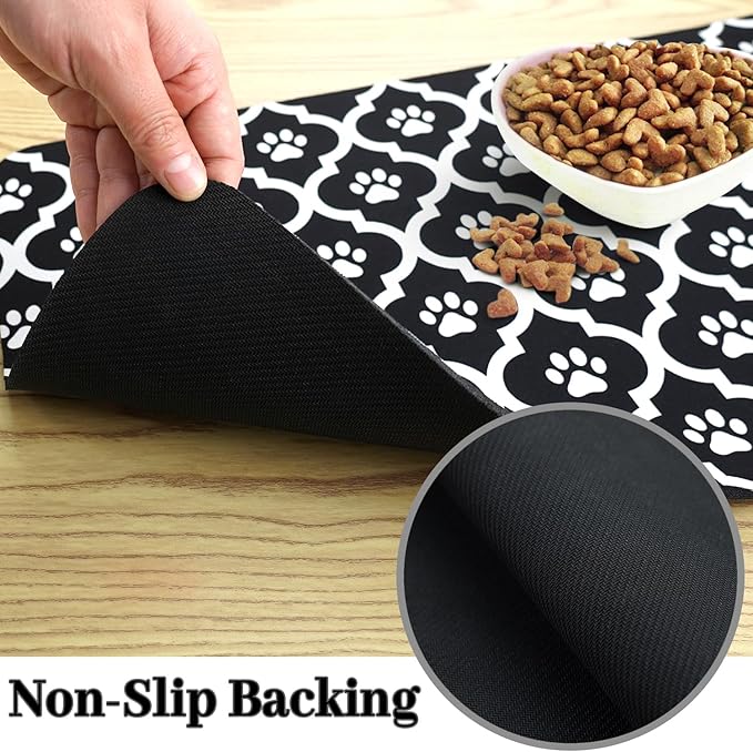 Dog Food Mat 24X32 Inch Pet Feeding Absorbent Mats for Floor Cat Water Bowl Placemats Non-Slip Washable Dog Mat for Food and Water