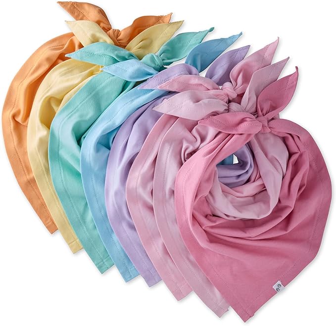 Bandit - The PET Bandana, 8 Pack 100% Organic Cotton Pet Bandanas Clothes for Small, Medium, Large Dogs, Rainbow Pink, X-Small/Small