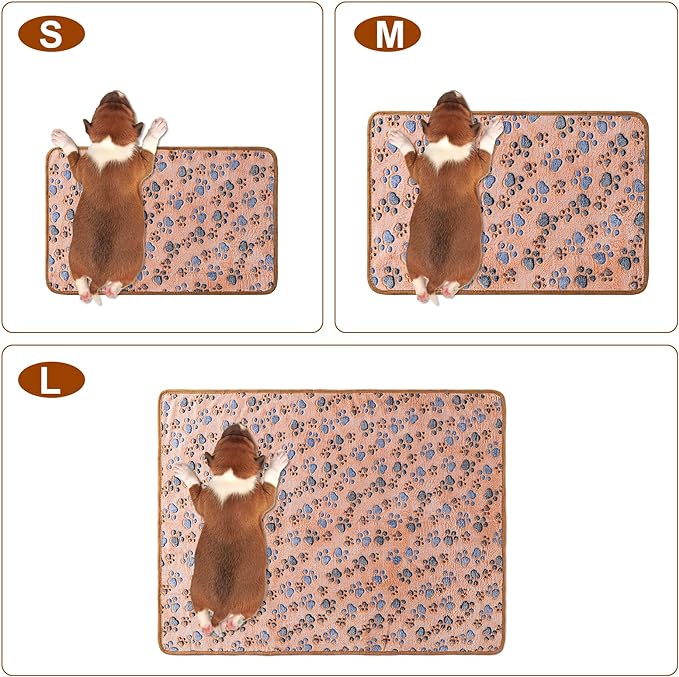 1 Pack 3 Blankets Super Soft Fluffy Premium Fleece Pet Blanket Flannel Paw Printed Throw for Dog Puppy Cat (Medium 30x20'', White, Pink, Blue)