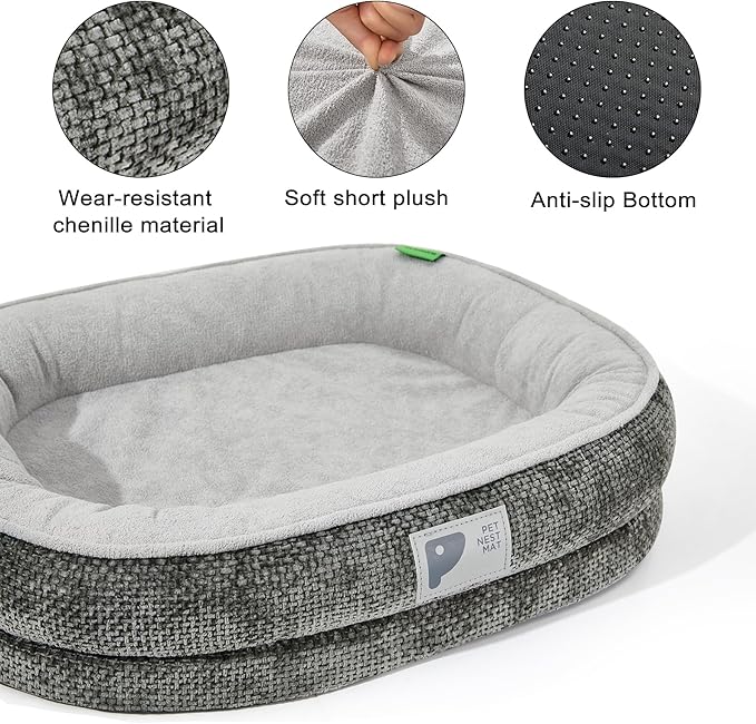 Orthopedic Cat Bed for Puppy & Kitten,Cat Sofa Bed with Egg Crate Foam Four Sided Dog Couch Beds with Removable Cover & Non-Slip Bottom Grey XS