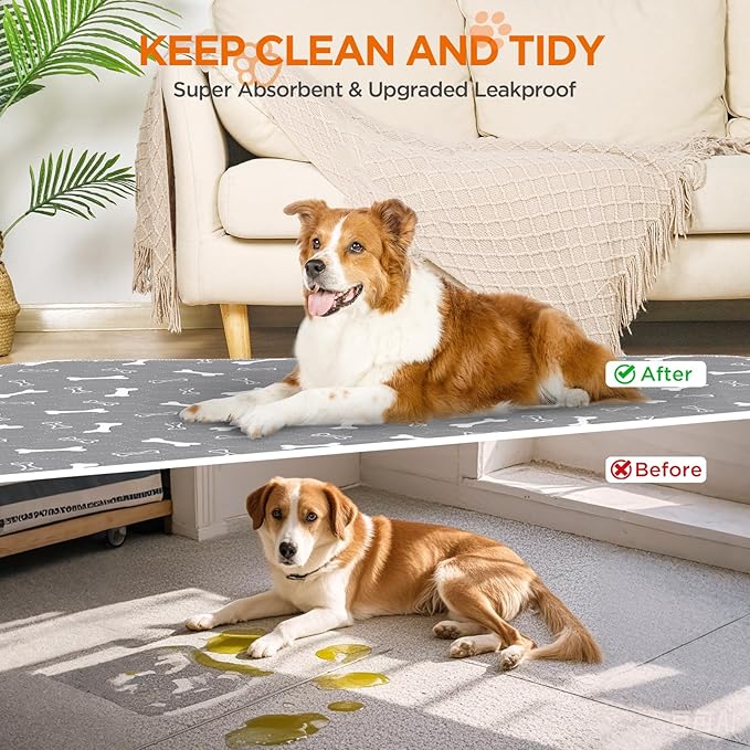 Washable Pee Pads for Dogs, 2 Pack Dog Pee Pads Washable, Waterproof Puppy Pads Mat Reusable Fast Absorbent Dog Potty Training Pads, Whelping Pads for Playpen Crate - 24”x24”