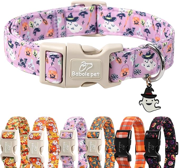 Halloween Dog Collar Cute Wizard Ghost Puppy Collar - Light Comfortable Adjustable Pet Collars for Small Medium Large Girl Boy Dogs XS