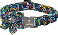 Lionheart Glory Floral Dog Bow Collar - Dark Blue, Adjustable, Durable for Small Dogs