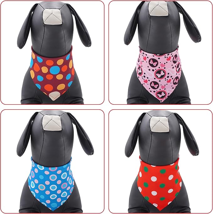 30 Pack Large Polka Dot Dog Bandanas Stitch Dog Bandana Bulk Reversible Print One Side XXL Polyester Scarves Party Grooming L