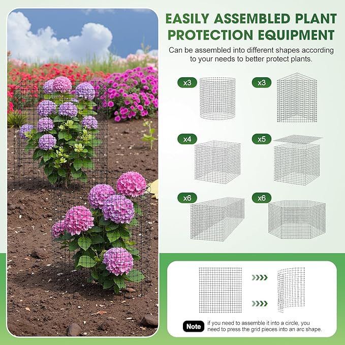 60Pcs Plant Protectors from Animals, 20Pack 12x12 Inch Garden Wire Mesh Protection, Outdoor Plant Cages to Keep Animals Out Out with Zip Ties & Stakes, Wire Mesh Cover for Plants, Vegetable & Flowers