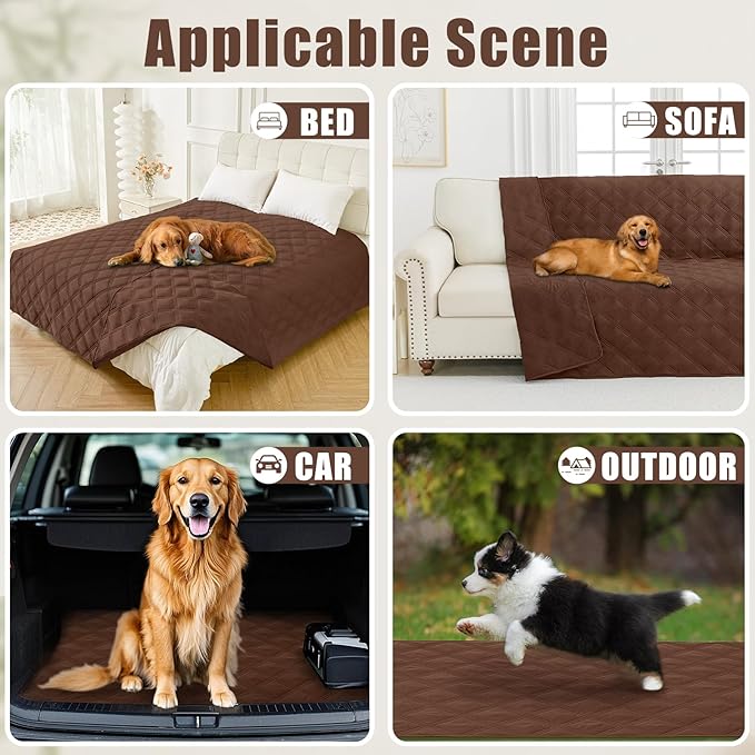 Smiry Waterproof Dog Bed Cover Blanket 40x70, Soft Reversible Pet Blanket, Washable Leakproof Cats Dogs Couch Cover for Sofa, Couch, Furniture, Brown/Brown