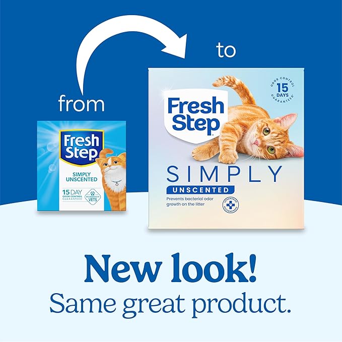 Fresh Step Simply Unscented Clumping Litter, Fresh Step Unscented Cat Litter With Activated Charcoal Technology, 14 lb. Box