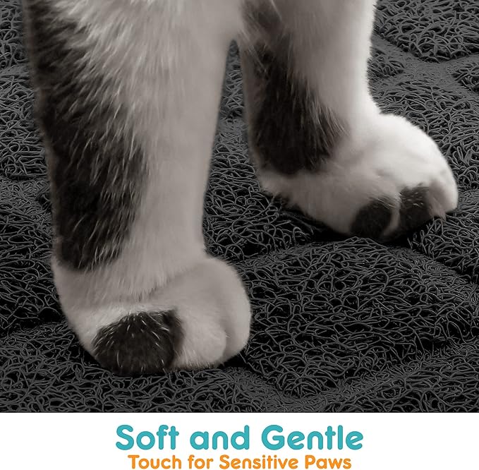 Cat Litter Mat Litter Trapping Mat, 24" x 17" Premium Durable PVC Grid Mesh with Scatter Control, Non-slip, Less Waste Cat Litter Box Mat, Soft on Kitty’s Paws, Urine Waterproof