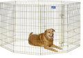 MidWest Homes for Pets Folding Metal Dog Exercise Pen, Indoor/Outdoor Playpen with Door, 16 Sq Feet of Play Space, 42-Inches Tall, Gold Zinc