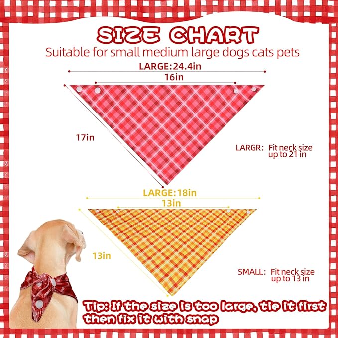 PAWCHIE Dog Bandanas Small Reversible Styles Pet Triangle Scarf Bibs - Adjustable with Two Snaps - Kerchief Set Accessories for Dogs, Puppy, Cats