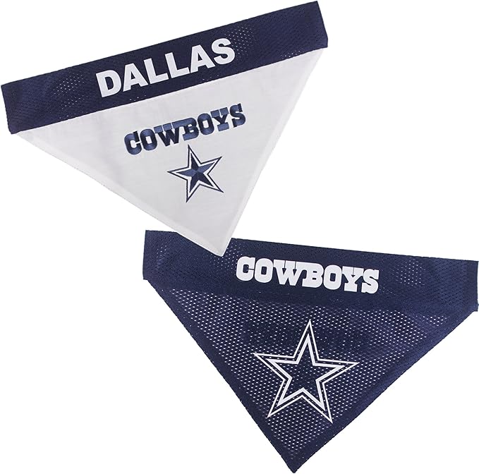 Pets First NFL Dallas Cowboys Reversible Bandana Size XX-Large for Dogs & Cats. 2 Sided Sports Bandana, Premium Embroidery Team Logo, Many NFL Teams Available
