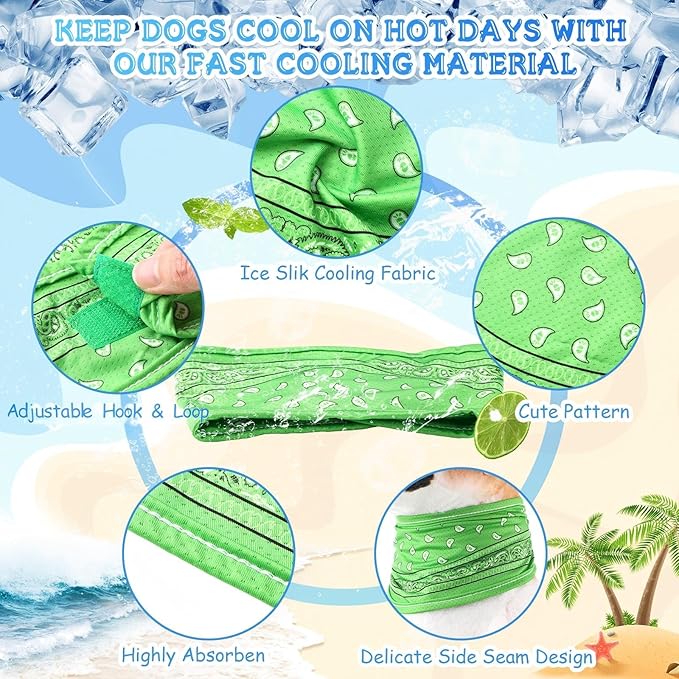 Talltalk 5 Pieces Dog Cooling Bandanas Neck Wraps Ice Scarf Pet Dog Cooling Collar Hunting Training Hiking Camping Accessories for Summer (Paisley,XL)