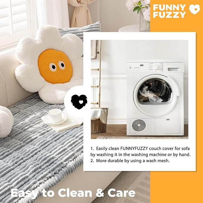 FUNNY FUZZY Pet Couch Covers for Sofa, Washable Dog Couch Cover Protector for Dogs, Flannel Couch Covers for Dogs Pet Friendly Pets Mat Bed Sofa Cover (Blue-Grey, 27.6"×70.9")