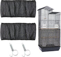 JULMELON 2Pcs Adjustable Bird Cage Seed Catcher(Black) Birdcage Nylon Mesh Cover Twinkle Star Universal Birdcage Cover for Parakeet Round Square Cage with Spring Hook