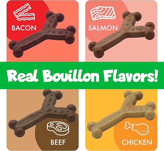 Chew'ems Durable Chew Toys for Small Dogs | Long-Lasting & Flavorful Chew Dog Toys, Small Dog Breeds | Salmon-Flavored