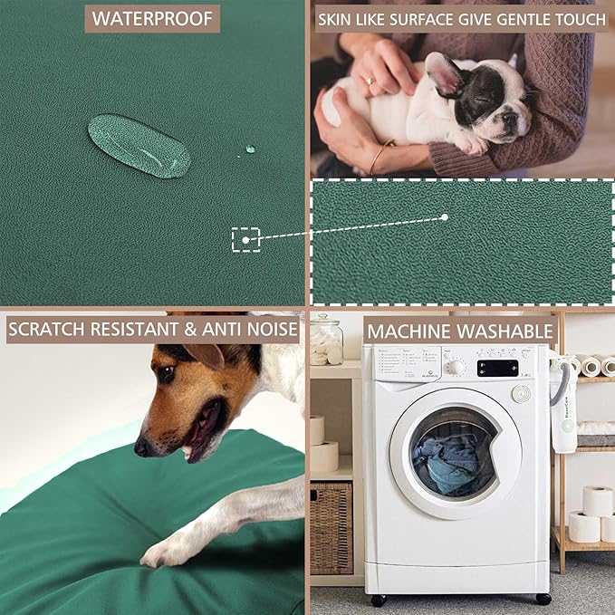 Dog Bed Cover Waterproof Replacement Machine Washable Covers for Dog Bed Heavy Duty Scratch Resistant Mattress Protector Pet Bed Round 36x36 Inch Cover Only Dark Green