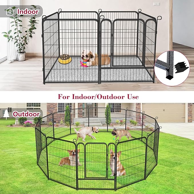 Dog Playpen Outdoor, 32 inch Heavy Duty Dog Fence Outdoor for Yard 14 Panels Rustproof Metal Pet Puppy Playen Dog Pens Outside for Large Medium Dogs Pet Fence for RV Camping, Yard
