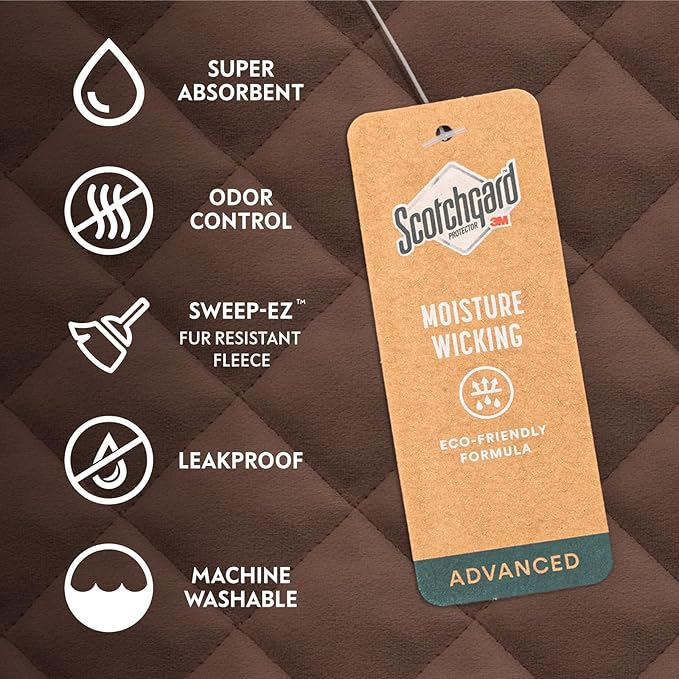 Paw Inspired Waterproof Fitted Cover for Dog Bed | Washable Bed Protector for Dog Mattress | Removable Replacement Cover for Small to Medium Pet Bed (Dark Brown, 34 x 23 x 5 Inch)