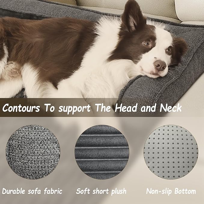 WINDRACING Luxury Dog Couch Bed, Washable Calming Dog Couch Cover, Couch Protector for Dogs, Waterproof Sofa Bed, Pet Bed Mats for Couch, Pet Couch Covers for Sofa (Grey