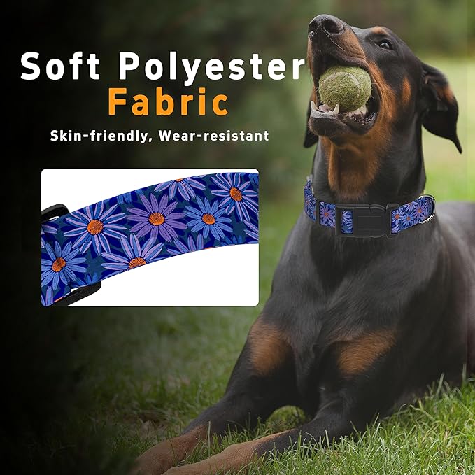 Dog Collar, Classical Indian Spirit Boys Girls Puppy Collar for Small Medium Large Dogs, Adjustable Soft Indian Pet Collar with Safety Buckle for Male Females(Purple,M)