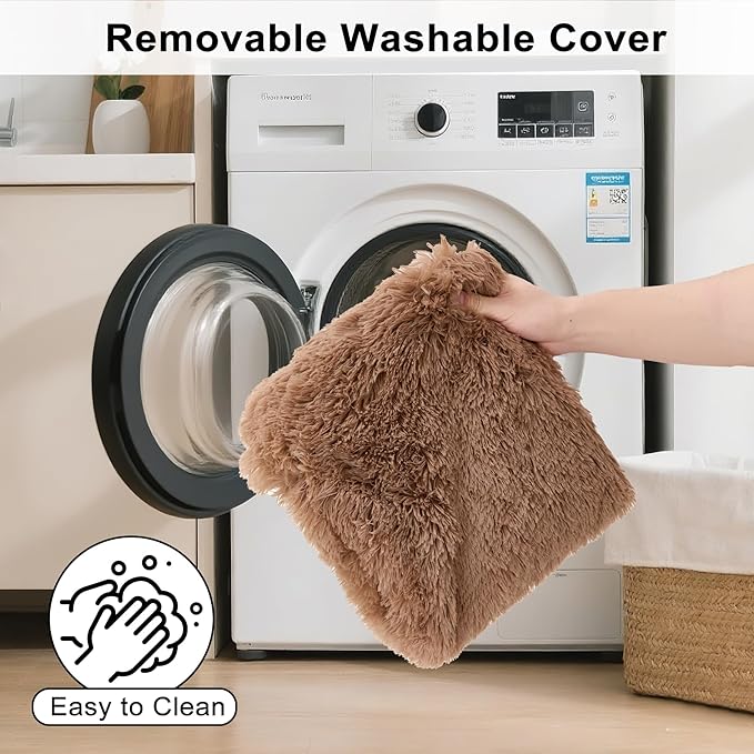 Fluffy Orthopedic Dog Beds for Small Dogs with Washable Removable Cover Dog Crate Bed Egg Crate Foam Support Plush Pet Pad Mat with Anti-Slip Bottom (30 * 20,Khaki)