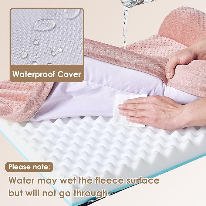 EHEYCIGA Orthopedic Dog Bed Medium Size Dogs, Memory Foam Dog Bed with Washable Removable Cover, Waterproof Pet Sofa Couch for Crate with Nonskid Bottom, 30x20x6, Pink