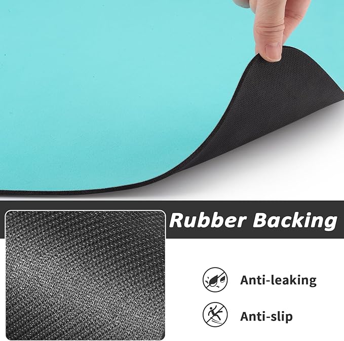 Dog Food Mat - Absorbent Cat Mat for Food and Water, No Stains Pet Feeding Bowl Mat, Easy to Clean Pet Placemats, Quick Dry Dog Water Dispenser Mat for Messy Drinkers | Teal 24"x36"