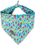 Summer Dog Bandana, Hawaii Bandana for Small Medium Dog, Cute Blue Puppy Bandana, Cotton Adorable Pet Triangle Bid Scarf Kerchief for Girl Boy Dogs or Cats