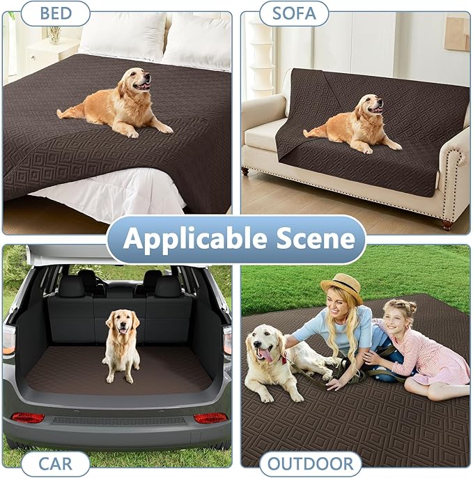 hyha Waterproof Dog Blanket, Soft Dog Bed Cover Pet Blankets, Waterproof Sofa Couch Cover for Dogs Washable, Reversible Pet Couch Covers for Sofa Furniture (82x102 Inch, Chocolate/Chocolate)