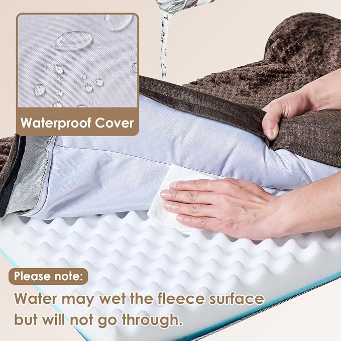 EHEYCIGA Extra Large Dog Bed Othorpedic, Memory Foam XL Dog Bed with Washable Removable Cover, Waterproof Pet Sofa Couch XLarge Size Dogs with Nonskid Bottom, 44x32x6.5, Brown