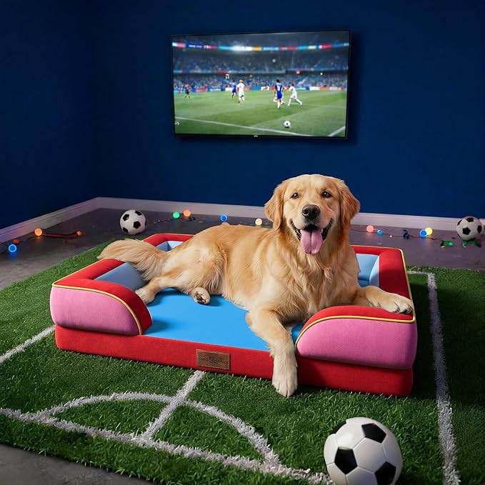 Comfort Expression Orthopedic Dog Bed for Extra Large Dogs 45x35 Inch, Waterproof Egg Crate Foam XL Pet Bed with Removable Bolsters, Dog Couch with Washable Cover & Non-Slip Bottom, Los Angeles