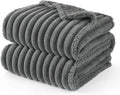 Bedsure ComfyFleece™ Waterproof Dog Blankets for Small Dogs - Soft Puppy Cat Blanket Corduroy Fleece Washable, Cozy Calming Reversible Furniture Protection for Pet Kitten Doggy,25"x35", Warm Grey