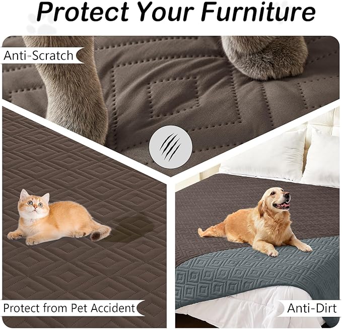 hyha Waterproof Dog Blanket, Soft Pet Bed Blankets, Waterproof Sofa Couch Cover for Dogs Washable, Reversible Pet Couch Covers for Sofa Furniture (82x120 Inch, Brown/Chocolate)
