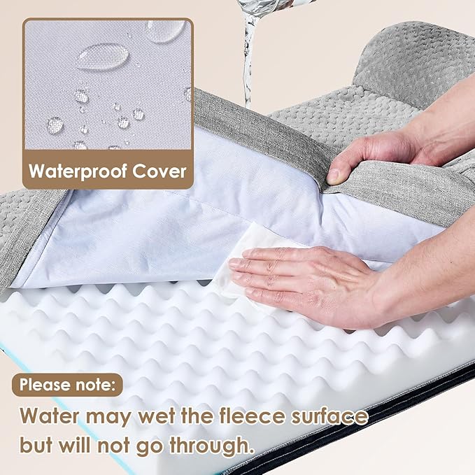 EHEYCIGA XXL Dog Bed Memory Foam, Orthopedic Giant Dog Bed Jumbo with Washable Removable Cover, Waterproof Pet Sofa Couch with Nonskid Bottom, 48x35x7.5, Grey