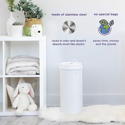 Ubbi Steel Diaper Pail, Odor Locking, No Special Bag Required, Award-Winning, Registry Must-Have, Sage Green