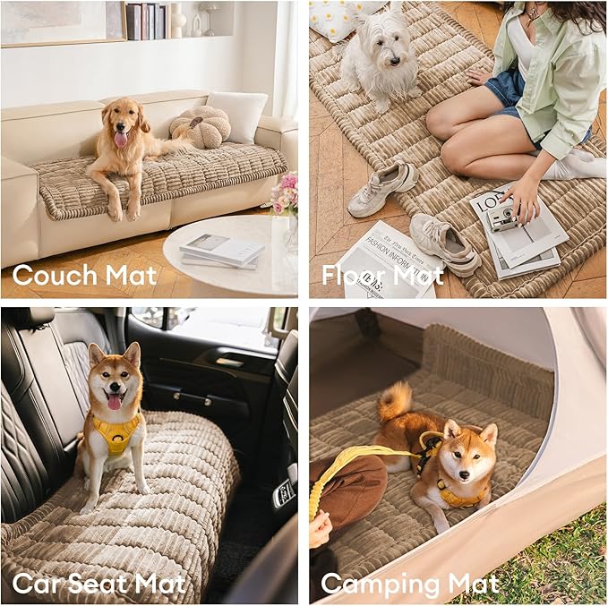 FUNNY FUZZY Pet Couch Covers for Sofa, Flannel Dog Couch Cover for Dogs Washable, Sofa Cover Furniture Protector Pet-Friendly Sofa Cover for Dogs & Kids (Light Brown, 27.6"×59.1")