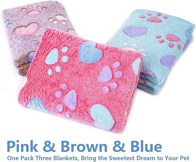 LeapSheep Pet Blankets for Dogs Cats - 3Pack Heart Pattern Super Soft Fluffy Dog Blankets for Small Medium Large Doggy Kitten(Heart, Medium)