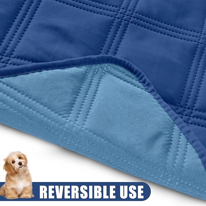 Smiry Waterproof Dog Bed Cover Blanket 82x82, Soft Reversible Pet Blanket, Washable Leakproof Cats Dogs Couch Cover for Sofa, Couch, Furniture, Navy/Blue