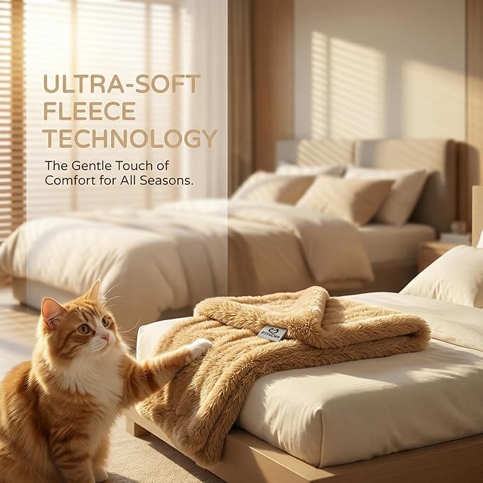 PJYuCien Dog Blankets for Small Dogs Washable - Fluffy Fuzzy Cat Blanket for Couch, Puppy Throw for Furniture with Polyester Fleece, Super Soft Plush for Pet Kitten Doggy, Brown, 24" x 32"