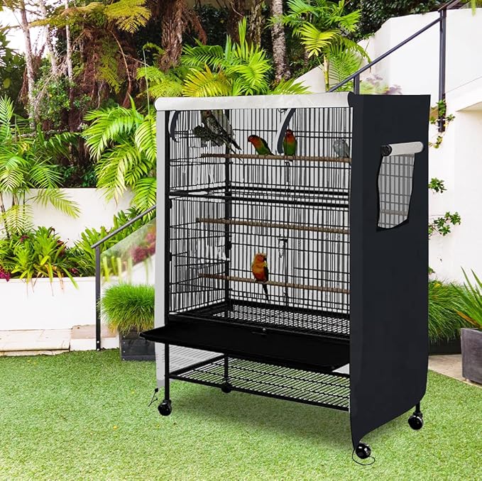 Universal Bird Cage Cover, Dark Colored Drape for Animal Crate, Waterproof & Washable Night Cover for Cages, Distraction and Light Eliminator for Mink, Totoro, Parakeets, Parrot (XL - 38”L×23”W×51”H)