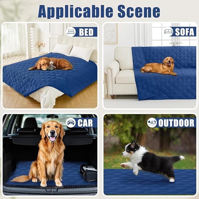 Smiry Waterproof Dog Bed Cover Blanket 40x70, Soft Reversible Pet Blanket, Washable Leakproof Cats Dogs Couch Cover for Sofa, Couch, Furniture, Navy/Navy